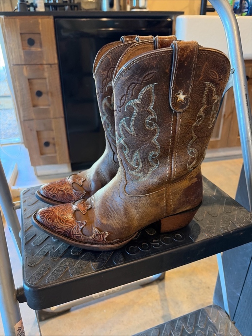 Tony Lama Brown and Tan Kids' Western Cowboy Boots